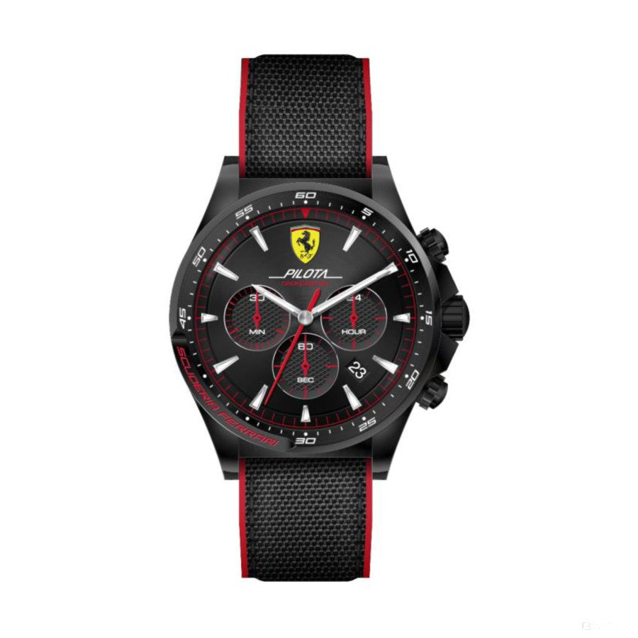Reloj de hombre, Ferrari Pilota Chrono, Negro-Rosu, 2019