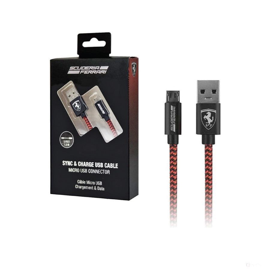 Cable Micro USB, Ferrari, 1,5m, Rojo, 2020