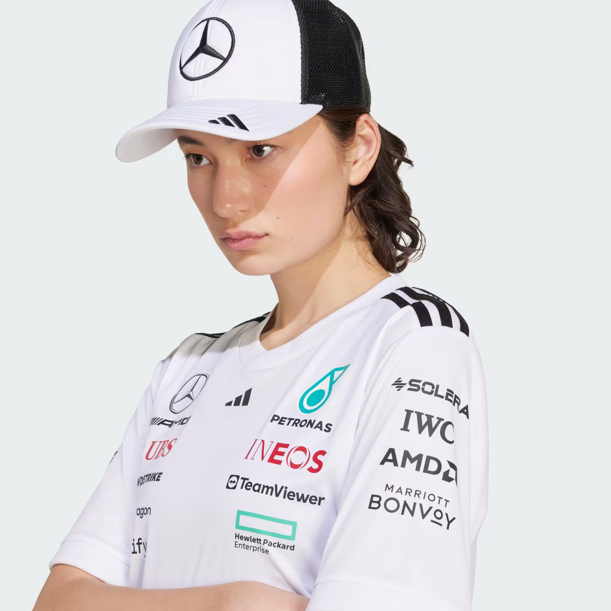 Gorra Mercedes, camionero, logo grande, blanco/negro 🔥