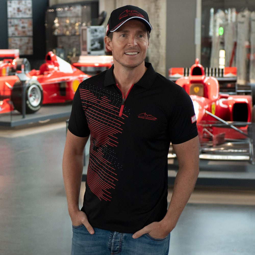Camiseta de hombre con cuello, Michael Schumacher Speedline, Negro, 2018