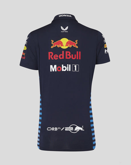 Red Bull camiseta cuello polo, Castore, equipo, mujer, azul, 2024