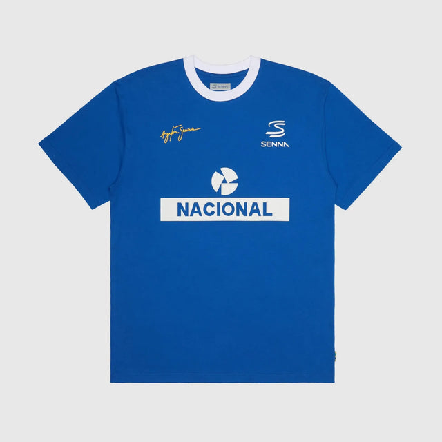 Ayrton Senna póló, nacional ringer, azul