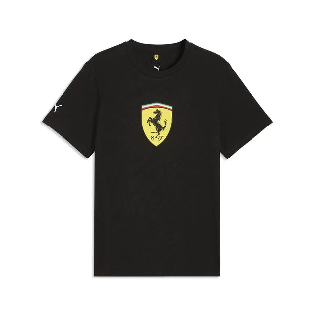 Camiseta Ferrari, escudo de colores, negra