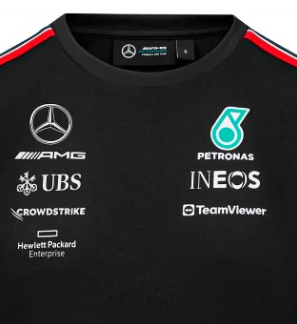 Mercedes Team Damen Fahrer T-Shirt, Schwarz, 2023