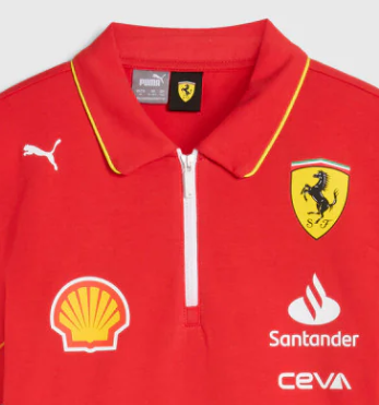 Ferrari camiseta cuello Camiseta con cuello, Puma, equipo, niño, rojo, 2024