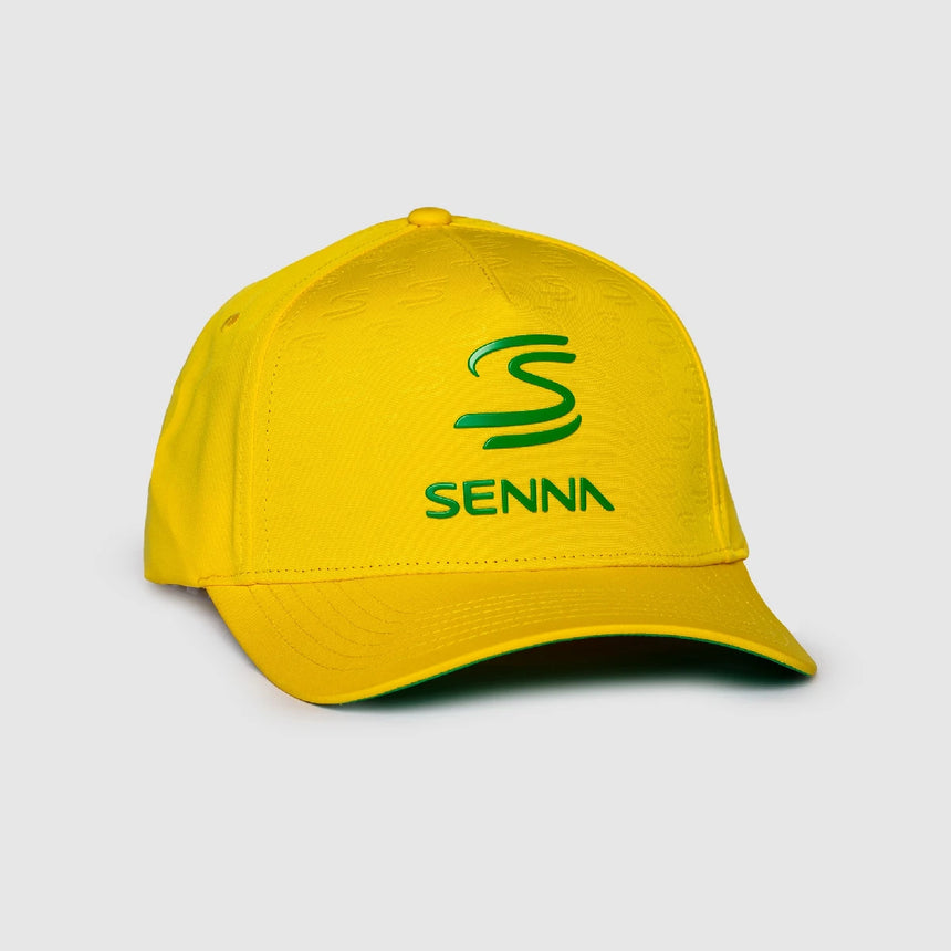 Gorra Ayrton Senna, debossed curva, amarilla