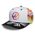 Gorra Haas F1, equipo, Esteban Ocon, 9SEVENTY, New Era, Edición Especial Miami, blanca, 2026