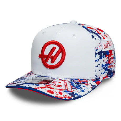 Gorra Haas F1, equipo, Esteban Ocon, 9SEVENTY, New Era, Edición Especial Silverstone, blanca, 2026