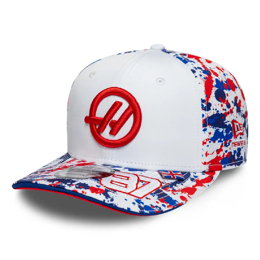 Gorra Haas F1, equipo, Oliver Bearman, 9SEVENTY, New Era, Edición Especial Silverstone, blanca, 2026