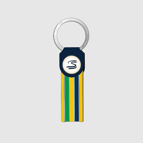 Llavero Ayrton Senna, a rayas, azul