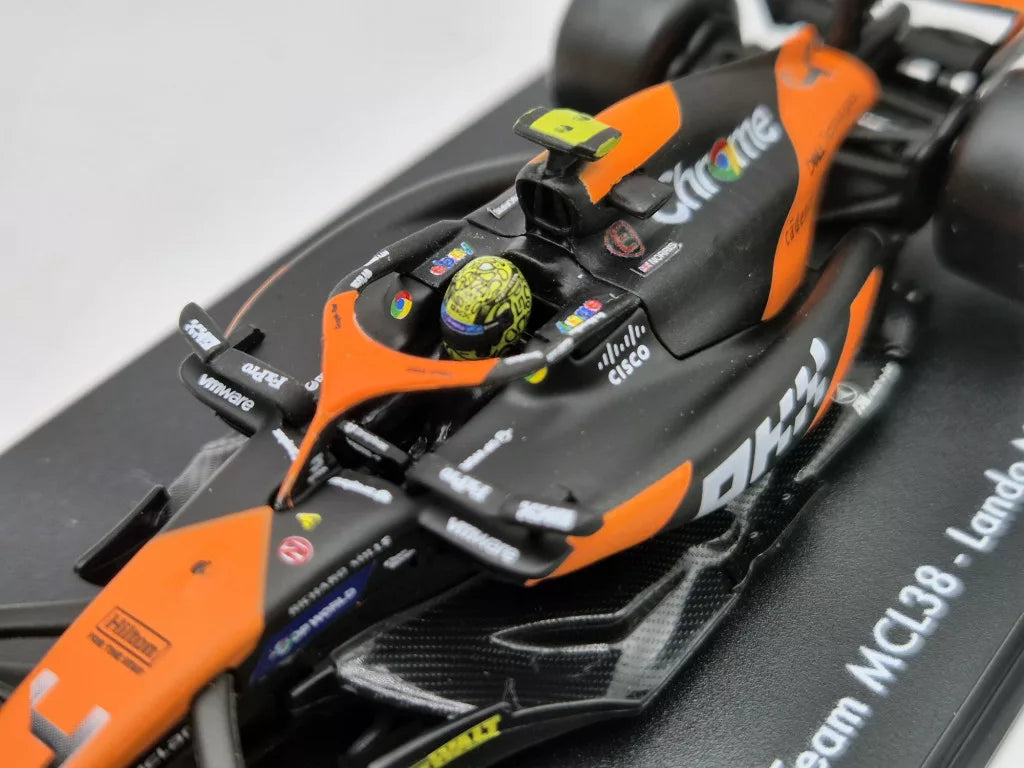Coche modelo McLaren, Bburago, Lando Norris, decoración de Miami, caja acrílica, MCL38 🔥