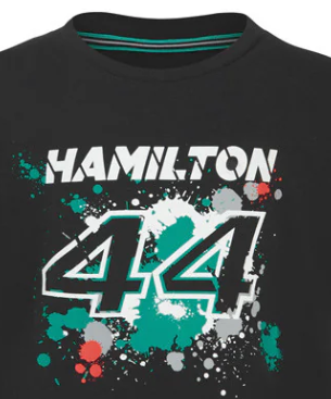 2022, Schwarz, LEWIS #44, Mercedes Lewis Hamilton Jungen Shirt