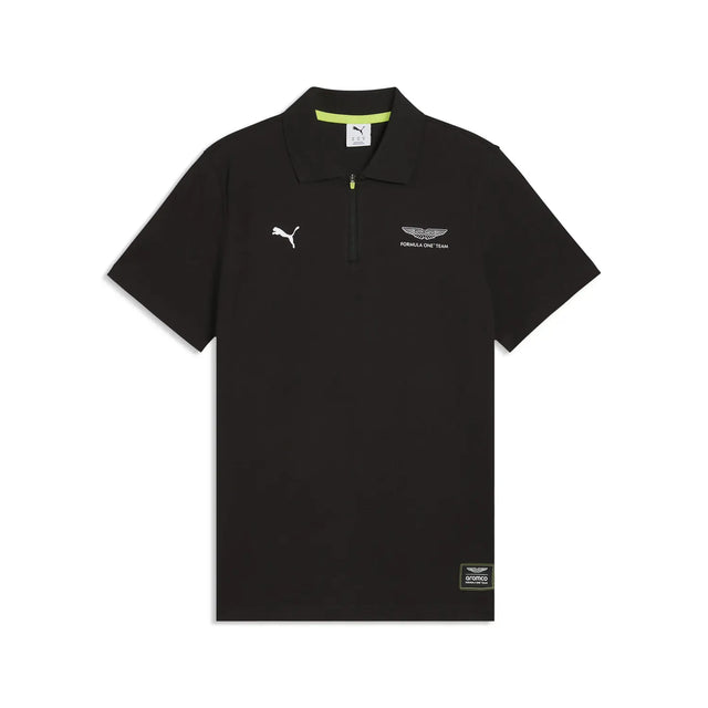 Polo Aston Martin, Jacquard, corte normal, Puma, negro