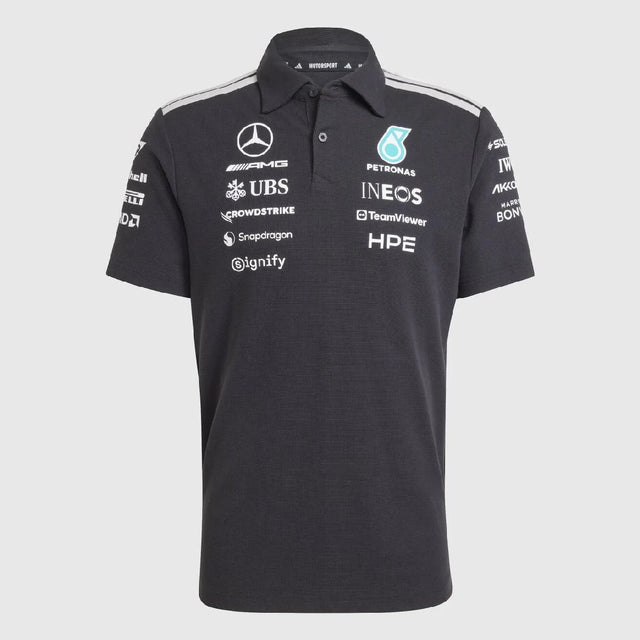 Polo Mercedes, equipo, ingenieros, adidas, negro, 2026