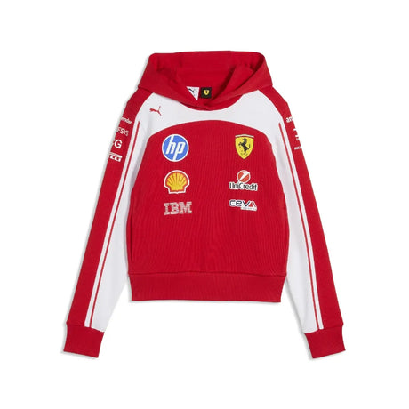Sudadera con capucha Ferrari, equipo, corte corto, mujer, roja